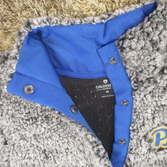 Pittsburgh University Sweatshirt Women's Medium‎ Gray Plush Fleece 1/2 Snap - Picture 6 of 8